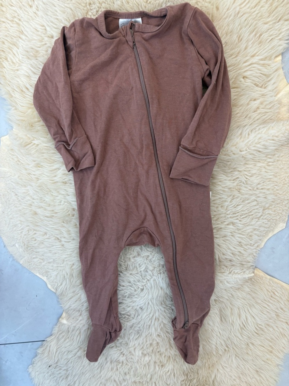 Jax & Lennon Brown bamboo Zip Front One-Piece Footed Sleeper